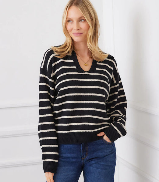 Karen Kane Stripe Polo Sweater