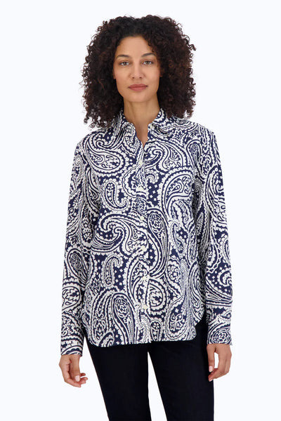 Foxcroft Linen Paisley Shirt