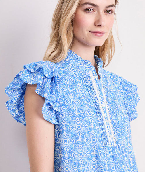 Vineyard Vines Adare Lace Inset Popover Top