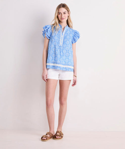 Vineyard Vines Adare Lace Inset Popover Top