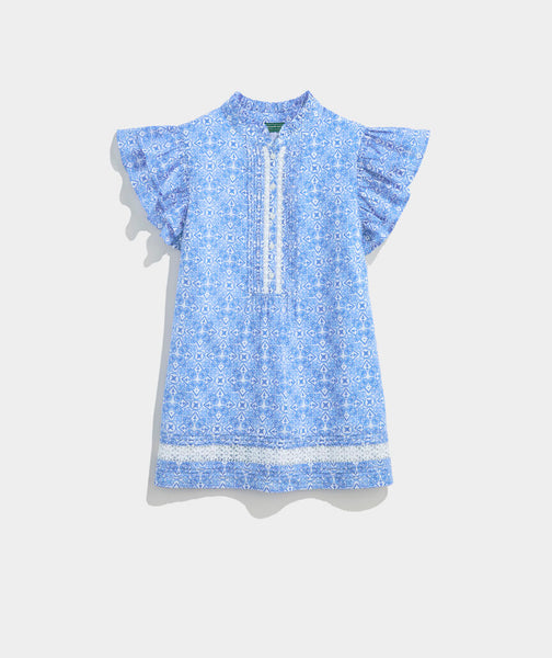 Vineyard Vines Adare Lace Inset Popover Top