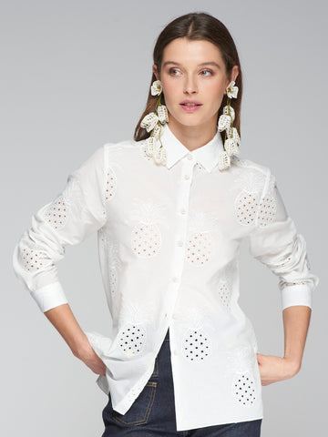Vilagallo Pineapple Eyelet Shirt
