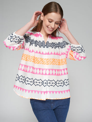 Vilagallo Aztec Embroidered Top
