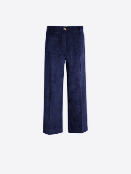 Vilagallo Wide Leg Cord in Navy