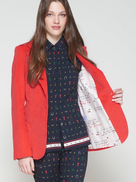 Vilagallo Corduroy Jacket in Coral