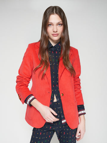 Vilagallo Corduroy Jacket in Coral