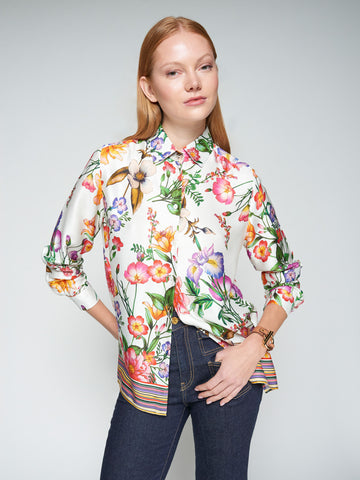 Vilagallo Botanical Shirt in White