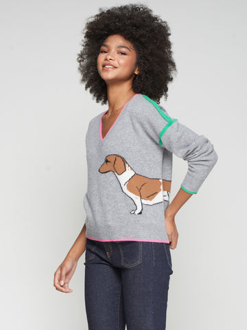 Vilagallo Dog V-Neck Sweater
