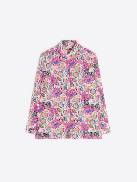 Vilagallo Tiger and Floral Print Shirt