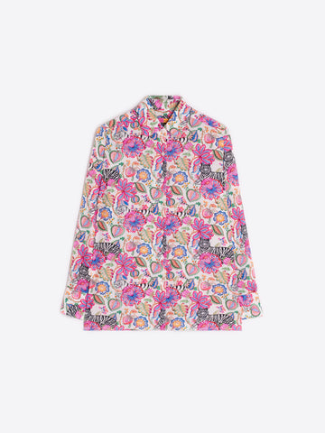Vilagallo Tiger and Floral Print Shirt