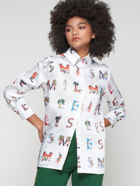 Vilagallo Letters Print Shirt