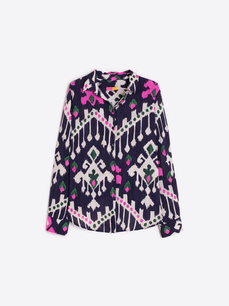 Vilagallo Navy Ikat Shirt