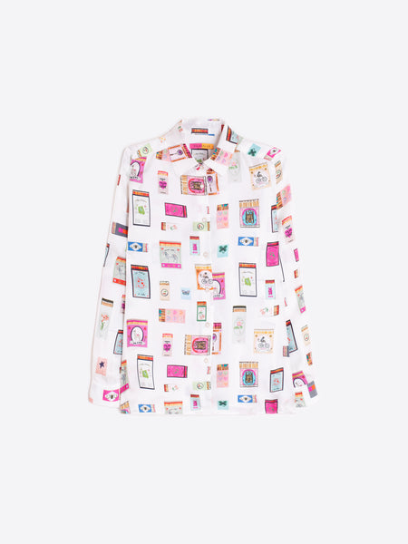 Vilagallo Silk Matchbox Print Shirt