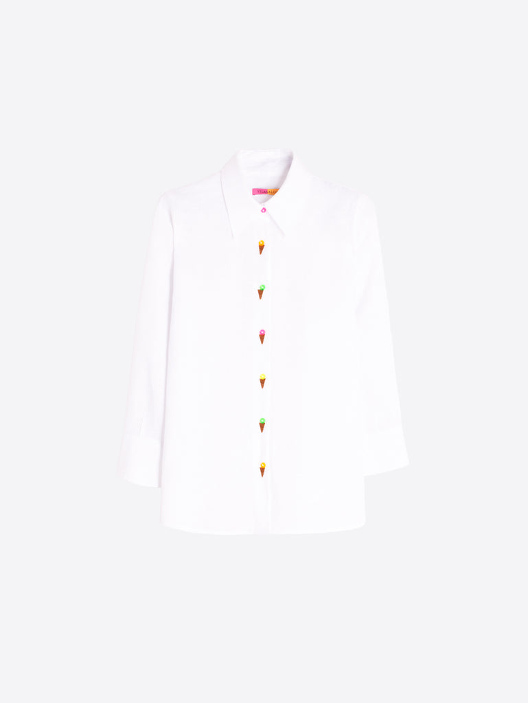 ice cream dress shirt Mens Ice Cream Embroidered Button Up Short Sleeve Shirt Sz M