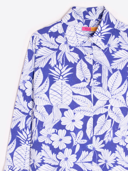 Vilagallo Blue Floral Print Top