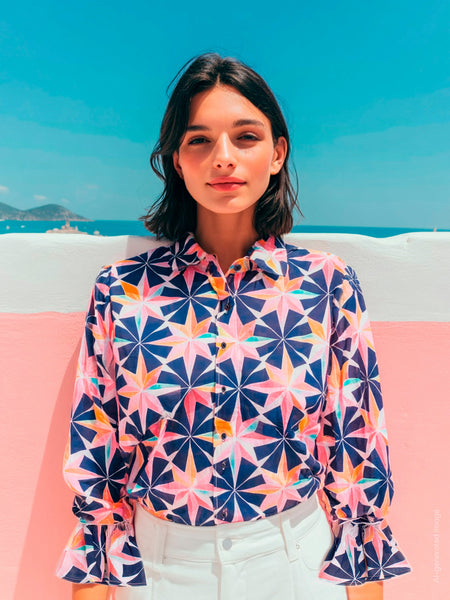 Vilagallo Pinwheel Print Top