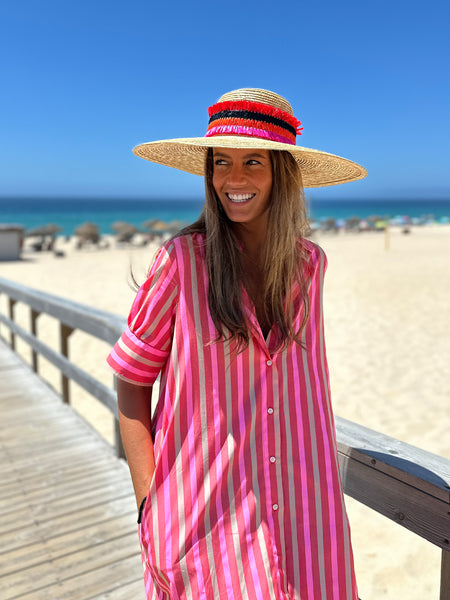 Vilagallo Coral Striped Dress