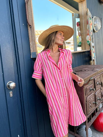 Vilagallo Coral Striped Dress