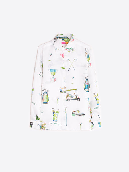 Vilagallo Silk Golf Print Shirt