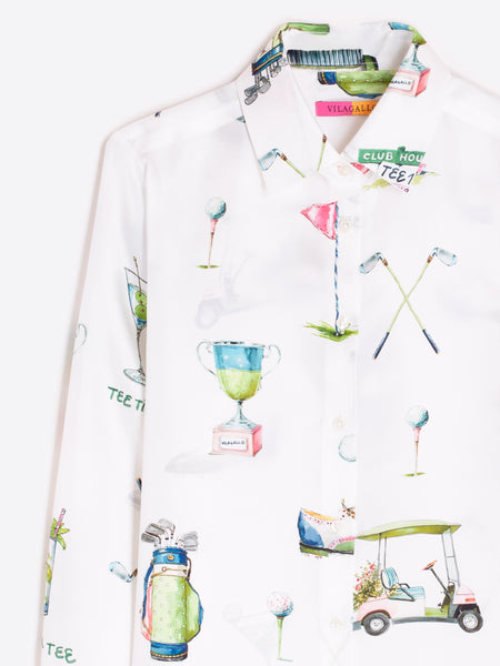 Vilagallo Silk Golf Print Shirt