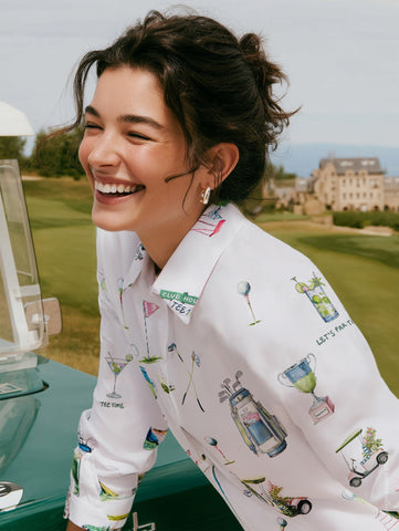 Vilagallo Silk Golf Print Shirt