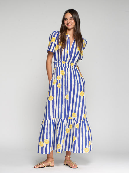 Vilagallo Striped Lemon Dress