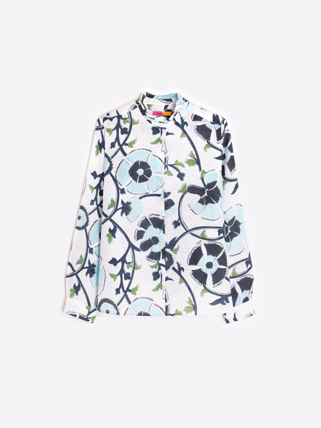 Vilagallo Linen Floral Print Shirt