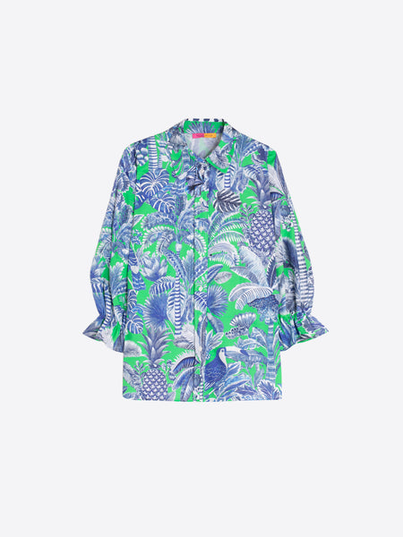 Vilagallo Toucan Print Gather Sleeve Top