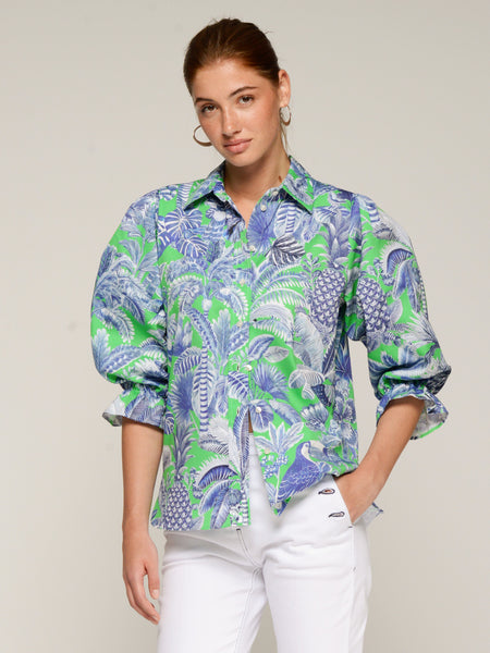 Vilagallo Toucan Print Gather Sleeve Top
