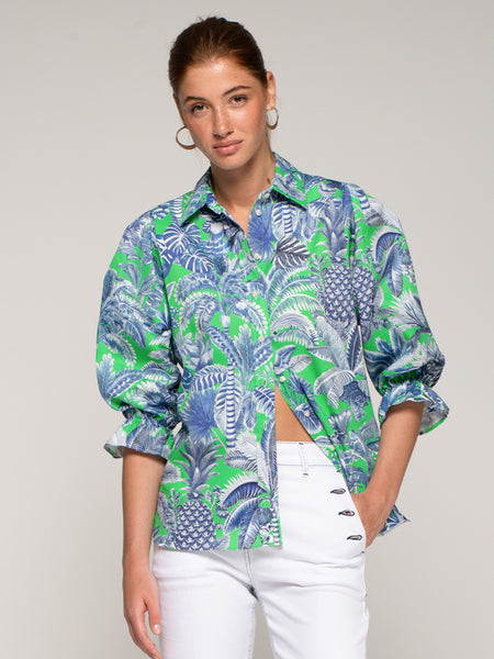 Vilagallo Toucan Print Gather Sleeve Top