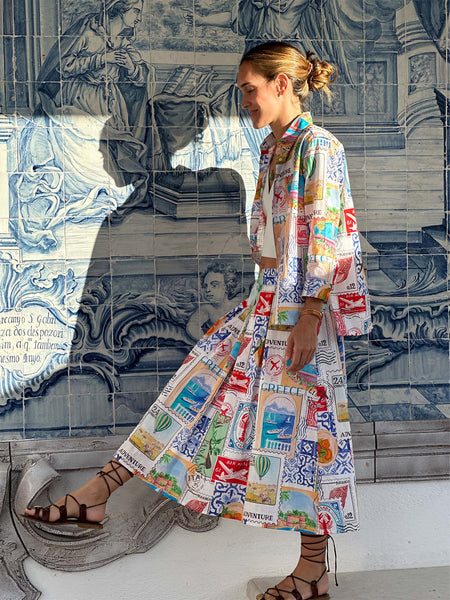 Vilagallo Postcard Print Skirt