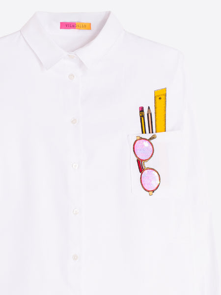 Vilagallo Embroidered Glasses Shirt
