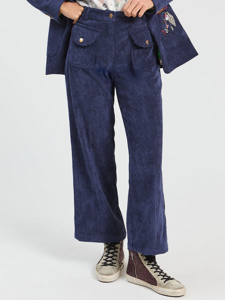 Vilagallo Ankle Navy Cord Pants