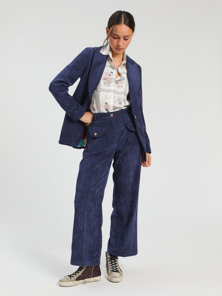 Vilagallo Ankle Navy Cord Pants