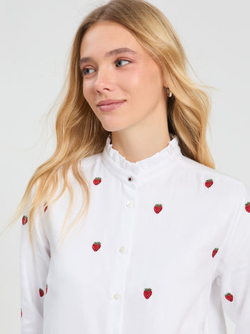 Vilagallo Embroidered Strawberry Shirt