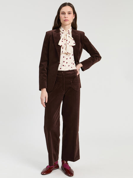 Vilagallo Brown Velvet Pant