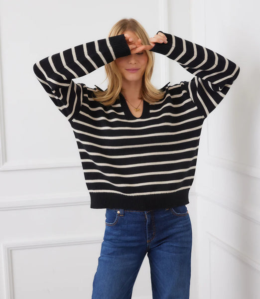 Karen Kane Stripe Polo Sweater