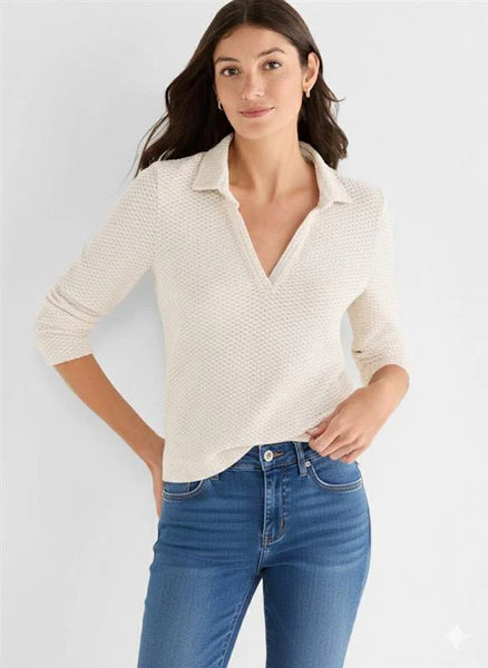 NIC+ZOE Textured Tuck Stitch Knit Polo