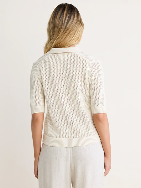 NIC+ZOE Mesh Polo Sweater