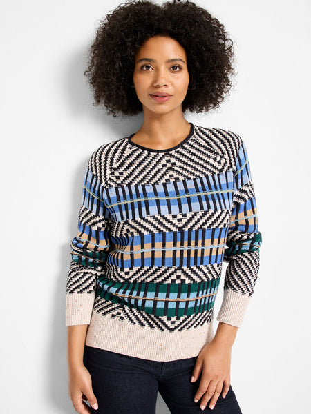 NIC+ZOE Graphic Stripe Sweater