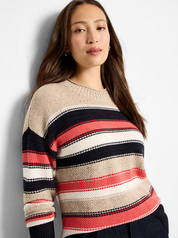 NIC+ZOE Speckled Knit Striped Sweater