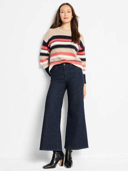 NIC+ZOE Speckled Knit Striped Sweater