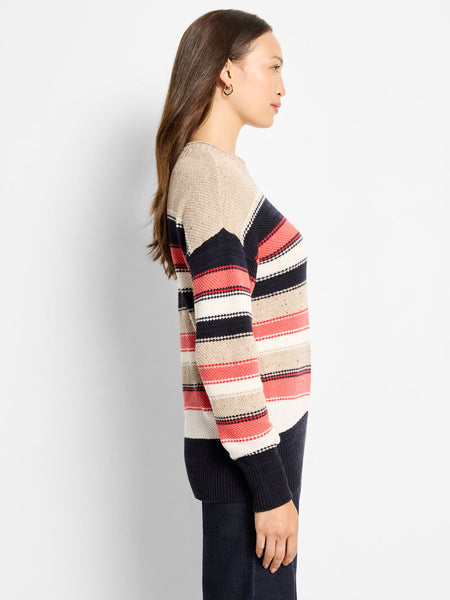 NIC+ZOE Speckled Knit Striped Sweater