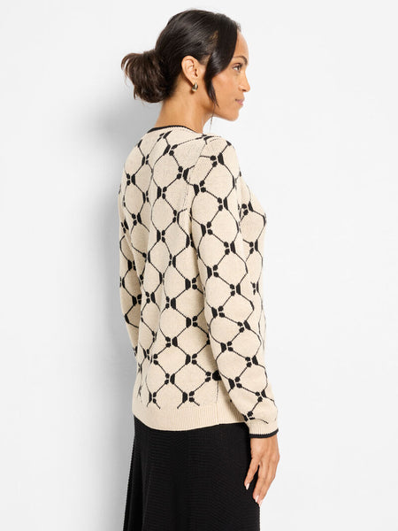 NIC+ZOE Geo Argyle Doubleknit Sweater