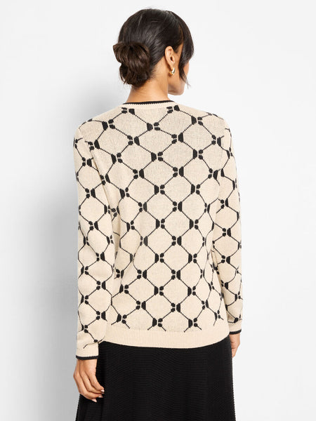 NIC+ZOE Geo Argyle Doubleknit Sweater