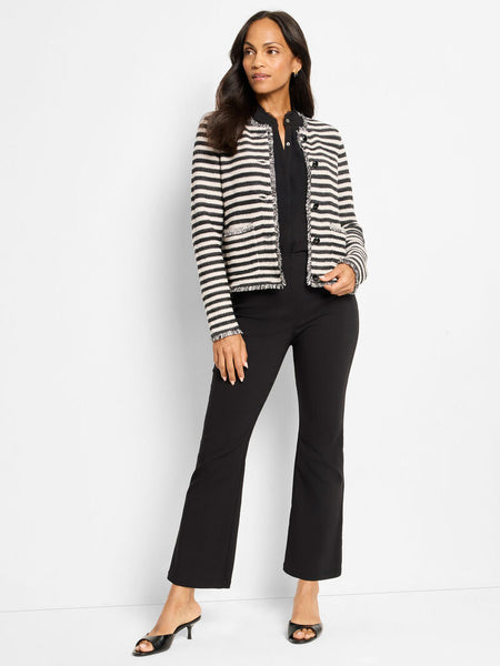 NIC+ZOE Striped Fringe Mix Femme Knit Jacket