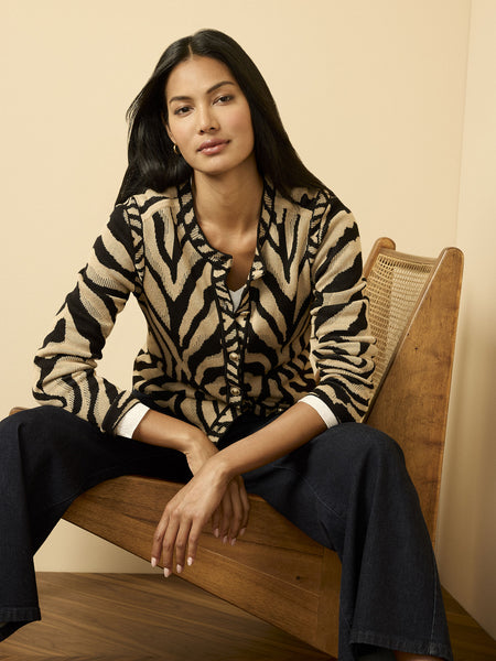 NIC+ZOE Animal Jacquard Cardigan