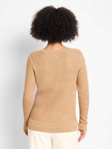 NIC+ZOE Shimmer Waffle V-Neck Sweater