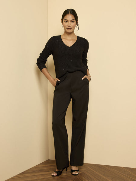 NIC+ZOE Shimmer Waffle V-Neck Sweater