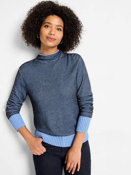 NIC+ZOE Funnel Neck Pixel Knit Sweater
